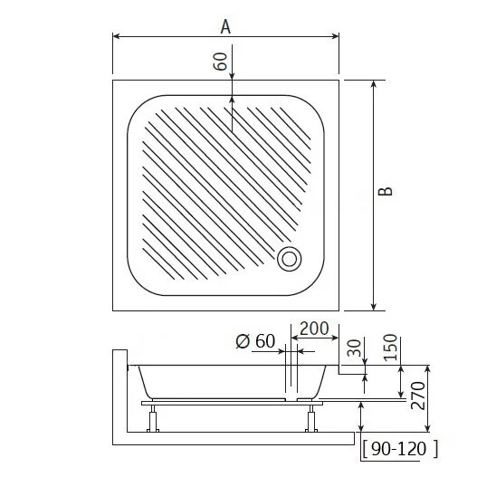 Душевой поддон RGW Acryl B/CL-S 80x80 см квадратный 16180188-51 (детальная фотография), недорогие