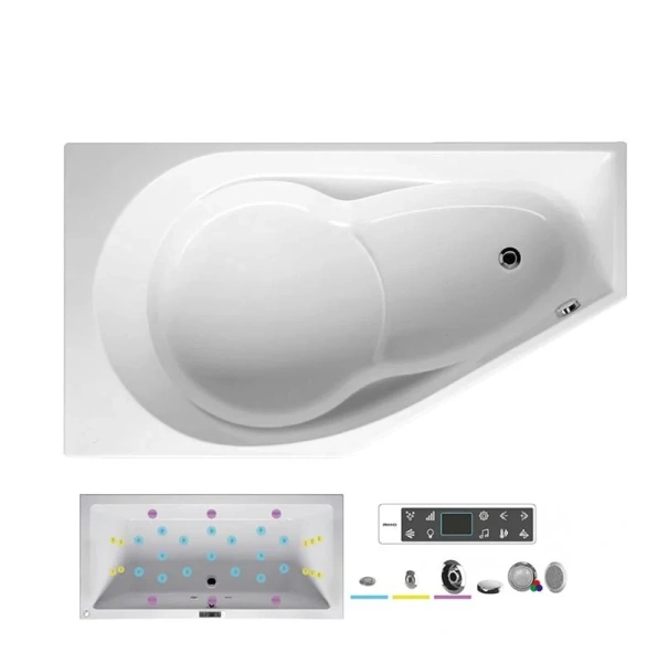 Ванна гидромассажная Riho Yukon 160 x 90 см, BLISS, левая/правая BA3400500000000_BLISS (детальная фотография), с гидромассажем