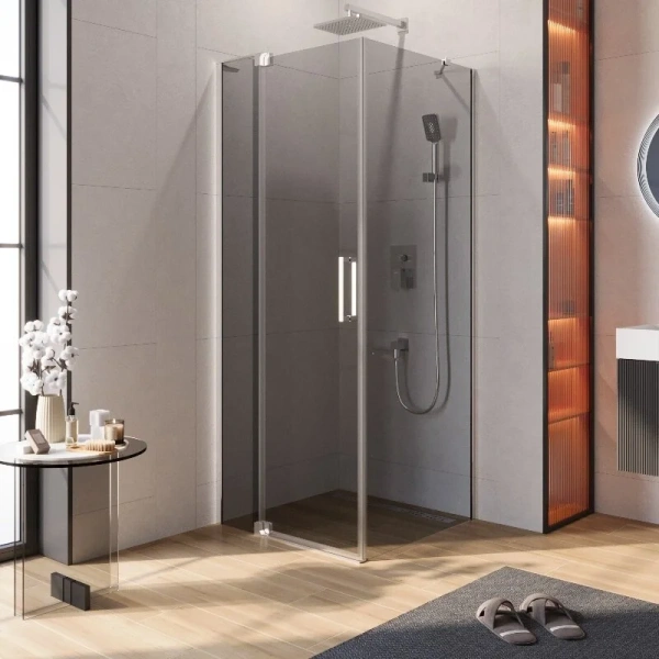 Душевой уголок Cezares Slider 90х80 см стекло серое профиль хром SLIDER-AH-1-80-80/90-GRIGIO-Cr (детальная фотография)