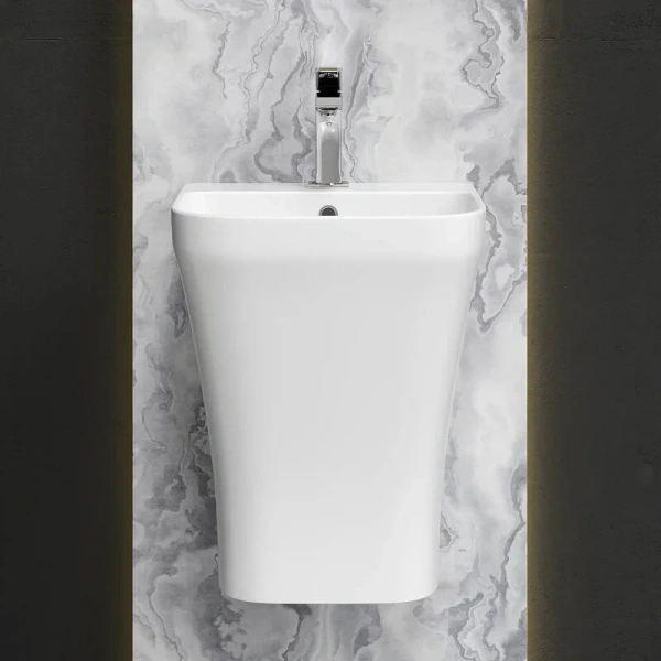 Раковина Ceramica Nova Dion 36 см подвесная, белая CN6067 (детальная фотография), квадратная, моноблок