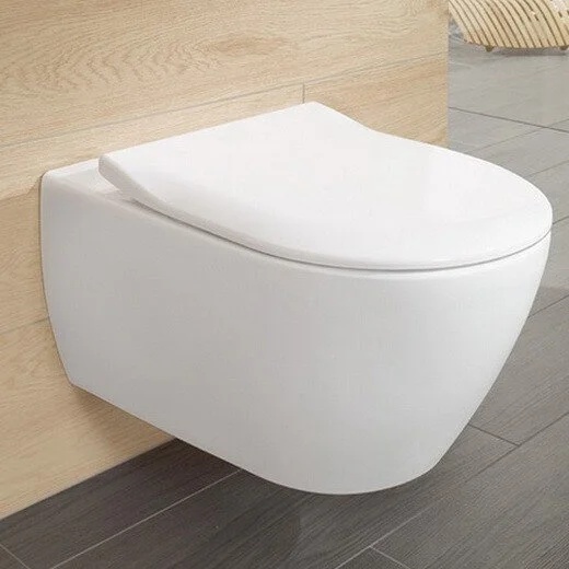Унитаз подвесной Villeroy & Boch Subway 2.0 безободковый без грязеотталкивающего покрытия 5614R201 (детальная фотография), без бачка, со скрытым бачком