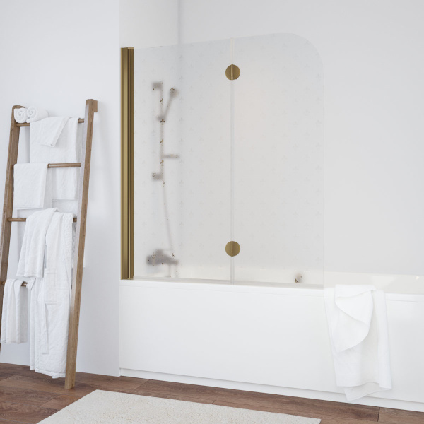 Душевая шторка на ванную профиль бронза стекло флёр-де-лис Vegas-glass E2V 120 05 R05 L (детальная фотография)