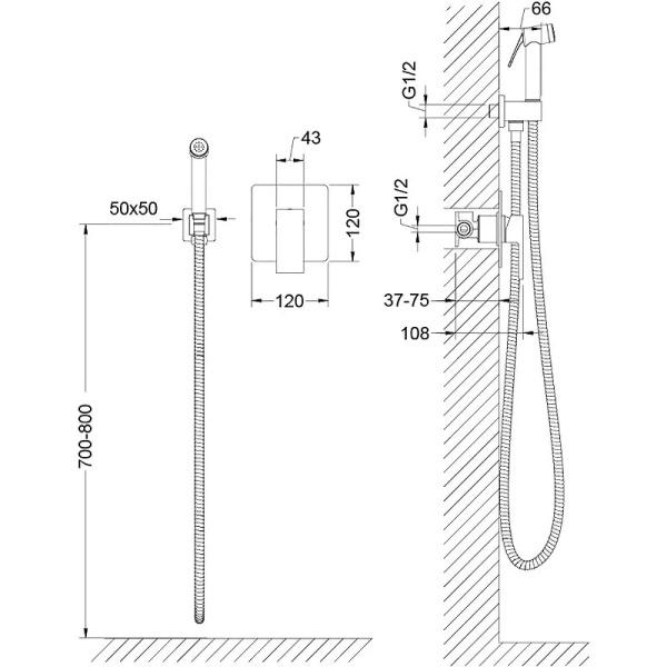 Гигиенический душ со смесителем Timo Selene белый 2089/16SM (детальная фотография), для туалета