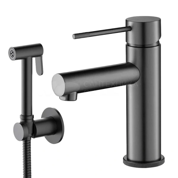 Смеситель с гигиеническим душем Timo Saona черное золото 2360/18G (детальная фотография), современные, hi-tech