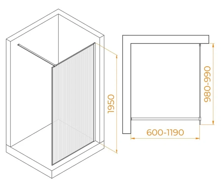 Душевая перегородка RGW Walk In WA-08 100 см профиль хром 06100810-151 (детальная фотография), современные, hi-tech