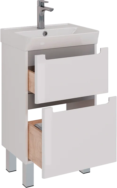 Тумба под раковину подвесная Lemark Buno 50 см белый глянец LM04B50T (детальная фотография), современная, hi-tech