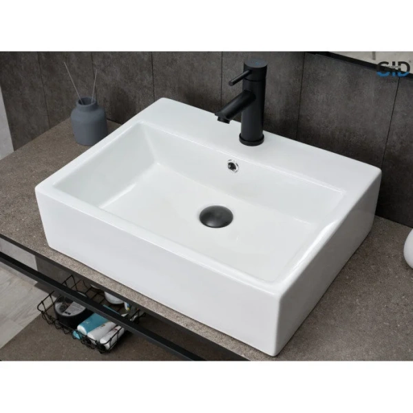 Раковина GID Geometrico N9153 53 см белая 51215 (детальная фотография), накладные (на столешницу)