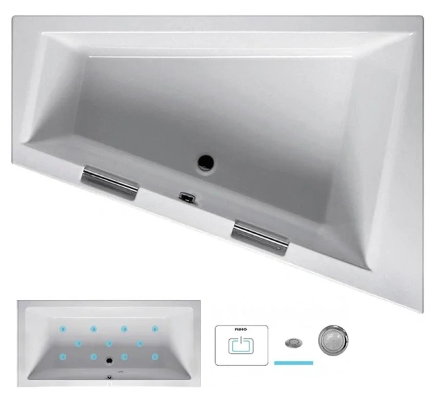 Ванна гидромассажная Riho Doppio 180 x 130 см, AIR, левая/правая BA9000500000000_AIR (детальная фотография)