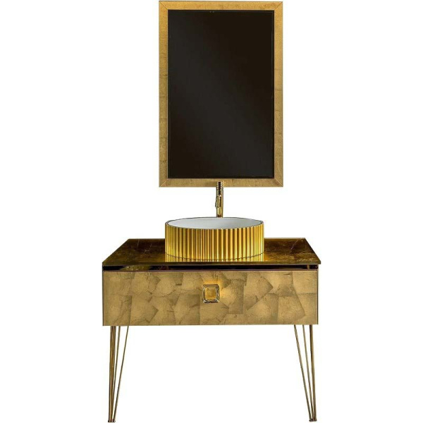 Тумба под раковину Boheme Lucido 80 см поталь 770-080-Foil (детальная фотография), подвесная, пристенная