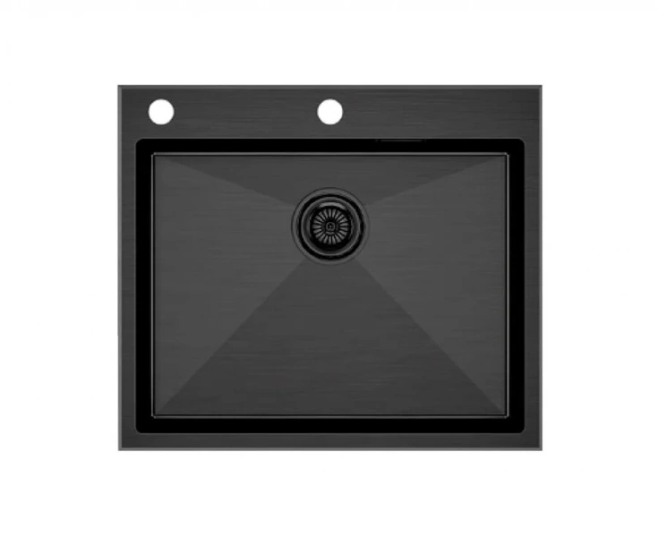 Мойка для кухни Paulmark Kroner-Edge 59 см вороненая сталь PM775951-GM (детальная фотография)