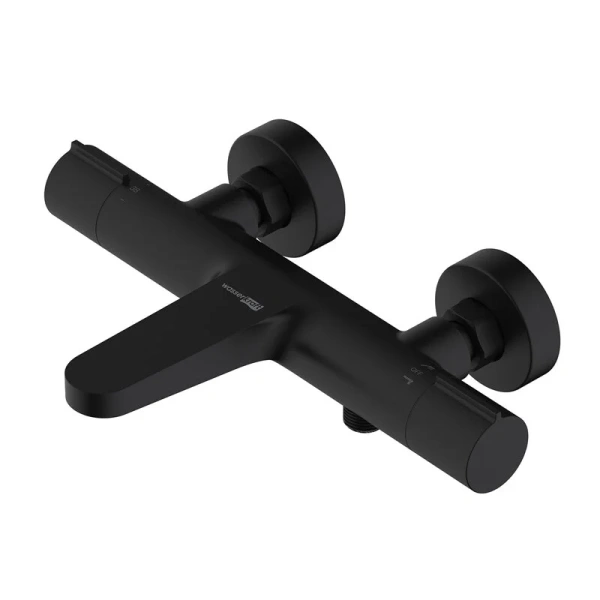 Смеситель для ванны WasserKRAFT Elbe черный матовый 7411 Thermo (детальная фотография)