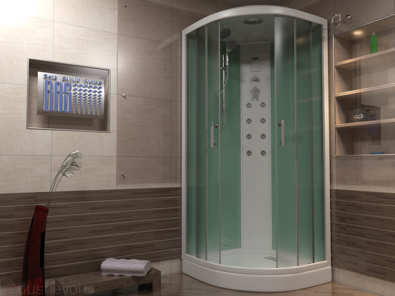 Душевая кабина Bas Адрия 90, цвет белый adria white (детальная фотография), четверть круга