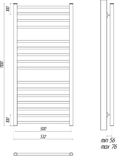 Полотенцесушитель электрический Lemark Ursus 50х110 см левый/правый, хром LM72116E (детальная фотография), современные, hi-tech