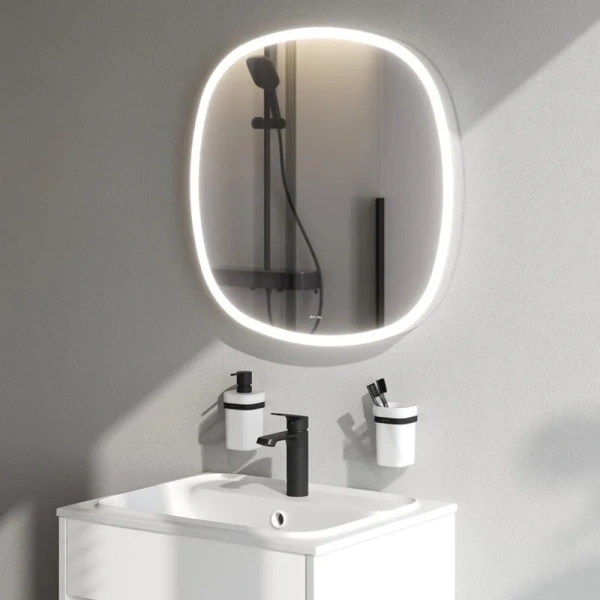 Зеркало с подсветкой Am.Pm Func 65 см равностороннее M8FMOX0651WGS (детальная фотография), с подсветкой