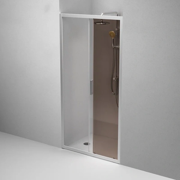 Душевая дверь в нишу AM.PM Gem Solo 100 см профиль хром стекло бронза W90G-100-1-195MBr (детальная фотография), тонированные