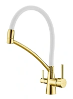 Смеситель для кухни Paulmark Siegen золото с белым