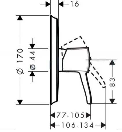 Смеситель для душа Hansgrohe Metropol Classic 31365000, 31365090 (детальная фотография), для душа