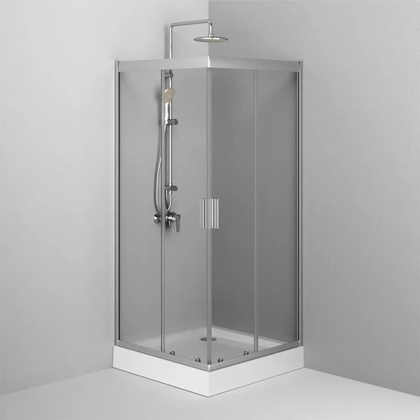 Душевой уголок Am.Pm Gem 90x90 см профиль хром матовый W90G-403-9090MT (детальная фотография), стеклянные, угловые, без поддона
