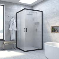 Душевой уголок профиль черный матовый стекло сатин Vegas-glass