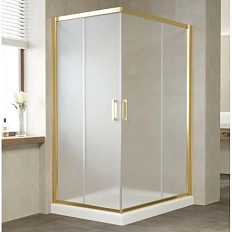 Душевой уголок профиль золотой стекло сатин Vegas-glass