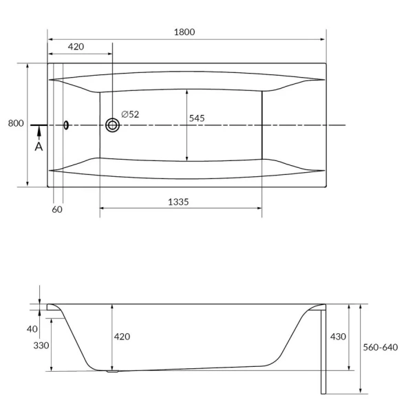 Ванна акриловая Cersanit Virgo 180х80 см прямоугольная P-WP-VIRGO*180NL (детальная фотография), акриловые