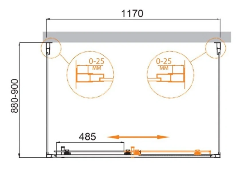Душевой уголок Cezares Molveno 120х90 см прозрачное стекло профиль оружейная сталь MOLVENO-AH-12-120/90-C-GM-IV (детальная фотография), прямоугольные