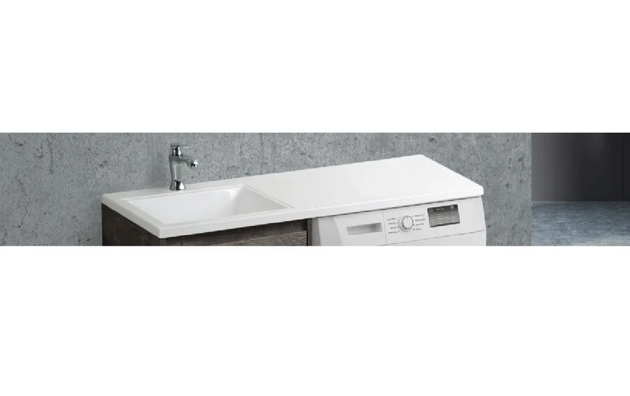 Раковина мебельная BelBagno 120 см из литьевого мрамора левосторонняя BB1200/480-LV-MR-L (детальная фотография)