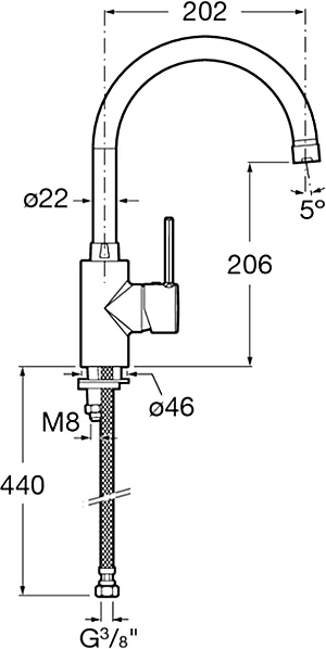 Смеситель для кухни Roca Targa однорычажный 5A8460C0M (детальная фотография), для кухни