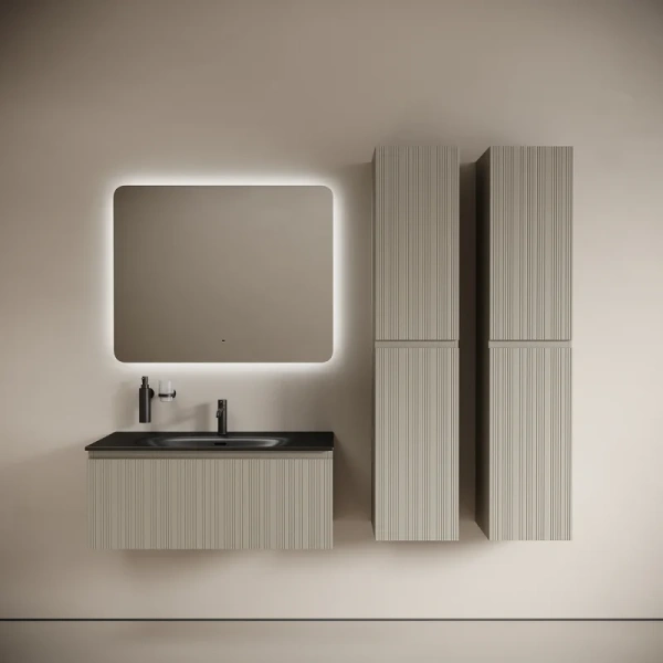 Тумба под раковину подвесная Sancos Code 100 см серая платина CD100GP (детальная фотография), окрашенные