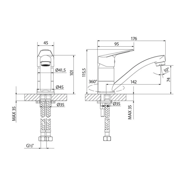 Смеситель для раковины Lemark Partner хром LM6507C (детальная фотография), для раковины