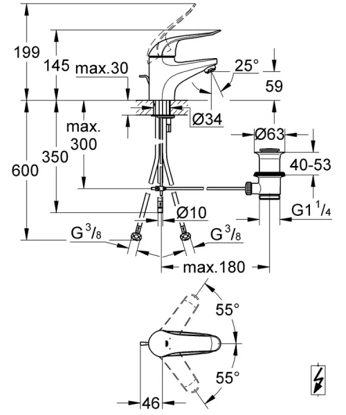 Смеситель для раковины Grohe Euroeco Special 32764000 (детальная фотография), для раковины