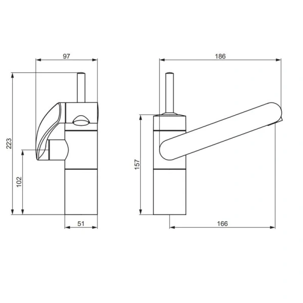 Смеситель для раковины Damixa Arc никель 290217264 (детальная фотография), для раковины