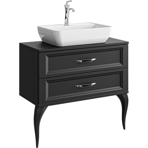 Тумба под раковину напольная Aqwella LaDonna 85 см черная LAD0108BLK (детальная фотография), классика, ретро, в стиле прованс