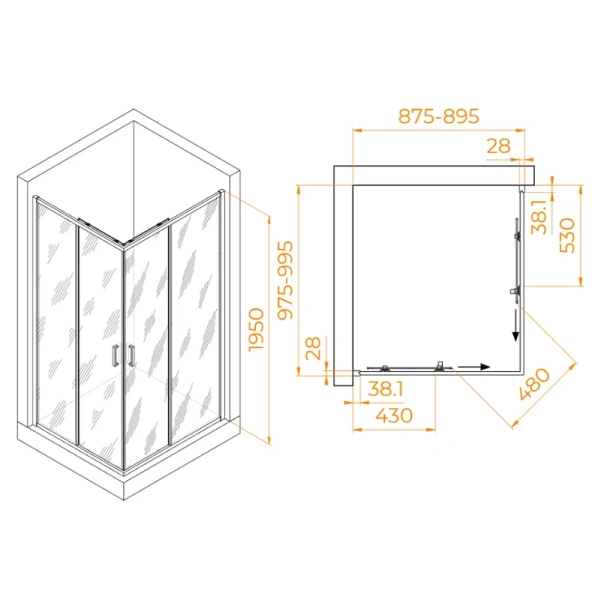 Душевой уголок RGW Passage PA-246B 100х90 см профиль черный 030824690-14 (детальная фотография), прямоугольные