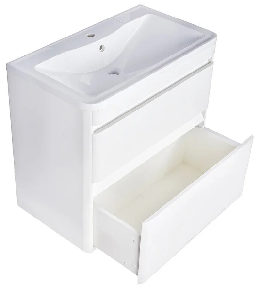 Тумба с раковиной подвесная Style Line Атлантика СС-000006 80 см с ящиками (детальная фотография), моноблок