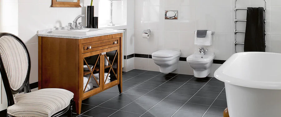 Сиденье с крышкой для унитаза soft close quick release, петли нержавеющая сталь, Villeroy & Boch Hommage 8809S1 (детальная фотография), напольные