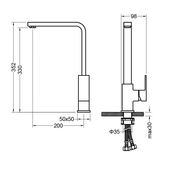 Смеситель для кухни Акватек Либра черный AQ1680MB (детальная фотография), для кухни