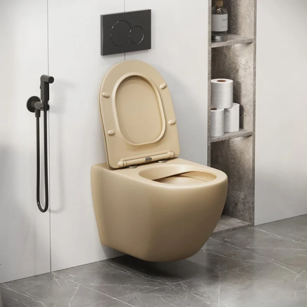 Унитаз подвесной Grossman Color бежевый матовый GR-4411BEMS (детальная фотография) index_1