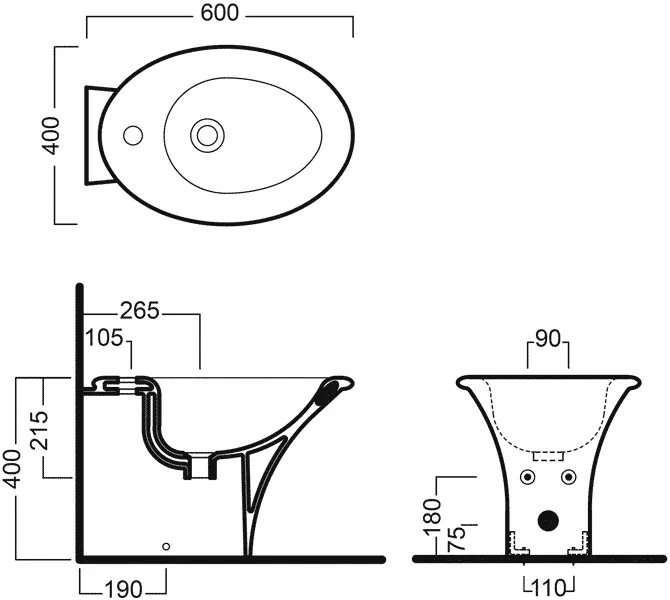 Биде напольное Hatria Sculture YR4201 (детальная фотография), напольные