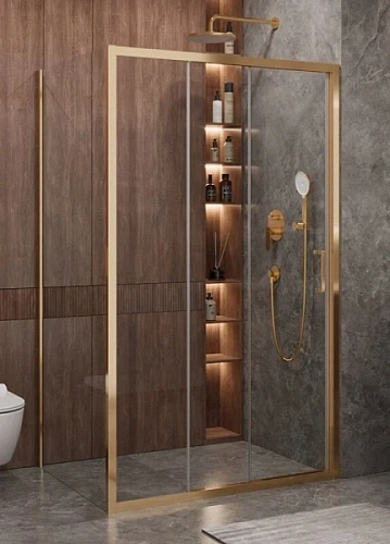 Душевой уголок Cezares Molveno 120х90 см стекло прозрачное профиль золото - фото 1