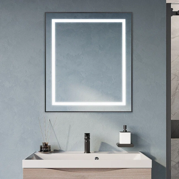 Зеркало с подсветкой BelBagno Kraft 70 см черное SPC-KRAFT-700-800-SENS-NERO (детальная фотография), современные, hi-tech
