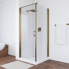 Душевой уголок профиль бронза стекло прозрачное Vegas-glass