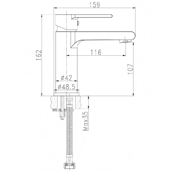 Смеситель для раковины Cersanit Brasko хром 63020 (детальная фотография), для раковины