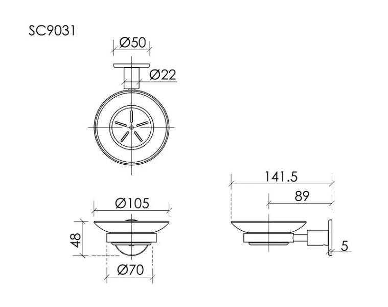 Мыльница Sancos Base брашированное золото SC9031BG (детальная фотография), современные, hi-tech