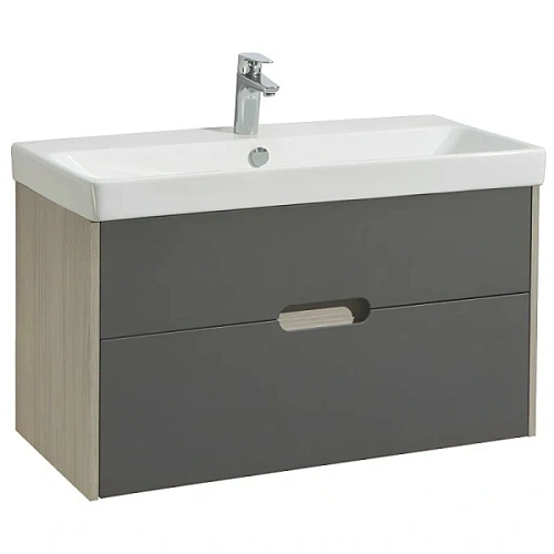 Тумба под раковину подвесная Акватон Оливия 90 см грей/дуб ойстер - фото 3