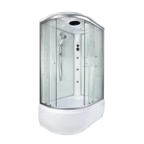 Душевая кабина Deto EM 120x80 см с зеркалом EM4512LGM+EL (детальная фотография), с высоким, глубоким поддоном, глубокий поддон