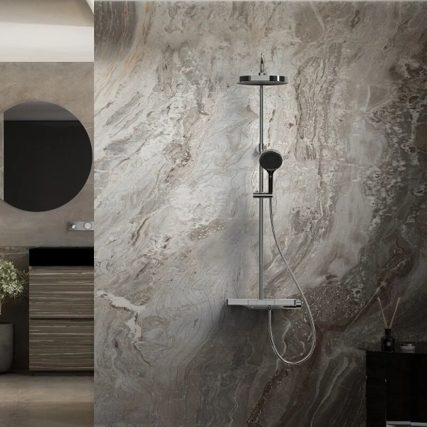 Душевая стойка Vincea Inspire VSFS-3I12T термостатическая (детальная фотография), хром, белые, черные, другие