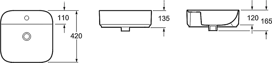 Раковина Lavinia Boho Bathroom Sink 42 см квадратная 33311007 (детальная фотография), из санфарфора