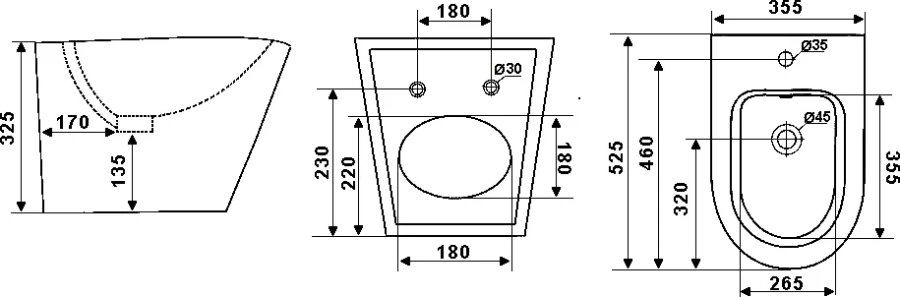 Биде подвесное Timo Inari черное матовое TK-504MB (детальная фотография), подвесные, встраиваемые