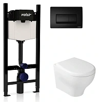 Унитаз с инсталляцией Valsir Eden с черной матовой клавишей